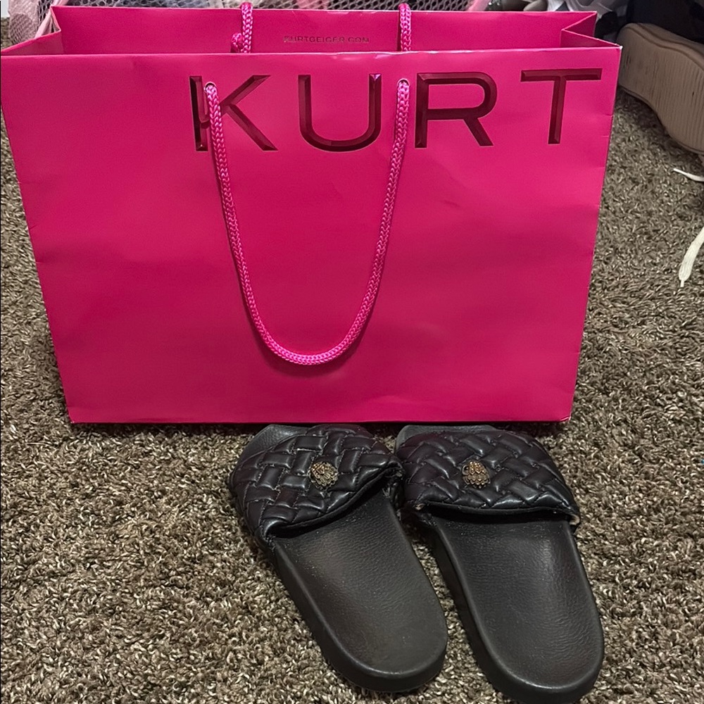 Kurt Geiger Fuchsia Tote and Black Quilted Sandals
